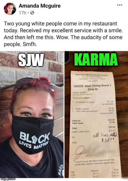 NO Tip ~~ All Lives Matter | SJW | image tagged in politics,political meme,angry sjw,blm,triggered liberal,liberals | made w/ Imgflip meme maker