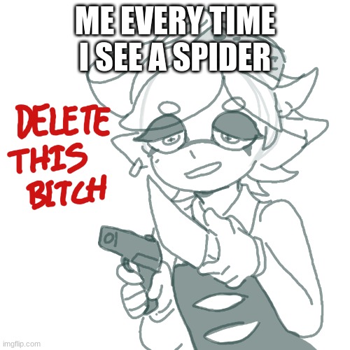 Marie with a knife and a gun | ME EVERY TIME I SEE A SPIDER | image tagged in marie with a knife and a gun | made w/ Imgflip meme maker