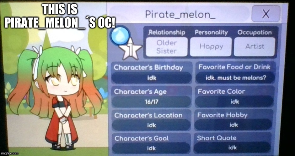 THIS IS PIRATE_MELON_´S OC! | made w/ Imgflip meme maker