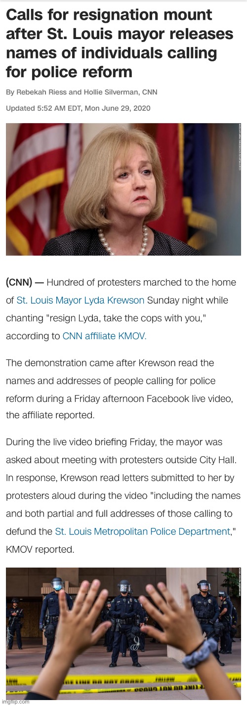 Cringing at the mayor of St. Louis for doxxing protestors and touching off perhaps the most successful BLM protest ever to date. | image tagged in st louis mayor lyda krewson 1,st louis mayor lyda krewson 2,black lives matter,blm,blacklivesmatter,protestors | made w/ Imgflip meme maker