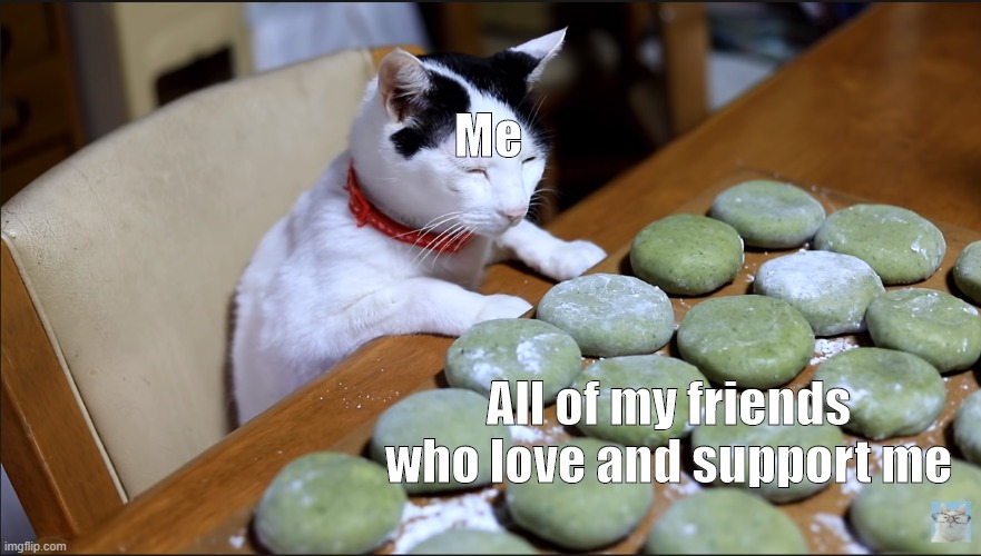 Me; All of my friends who love and support me | made w/ Imgflip meme maker