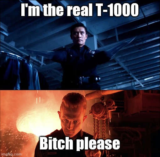 T-1000 | I'm the real T-1000; Bitch please | image tagged in terminator meme | made w/ Imgflip meme maker