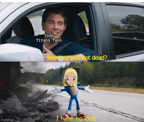 They did not give an explanation of how Terra is alive | Teen Titans fans | image tagged in sonic how are you not dead,teen titans | made w/ Imgflip meme maker