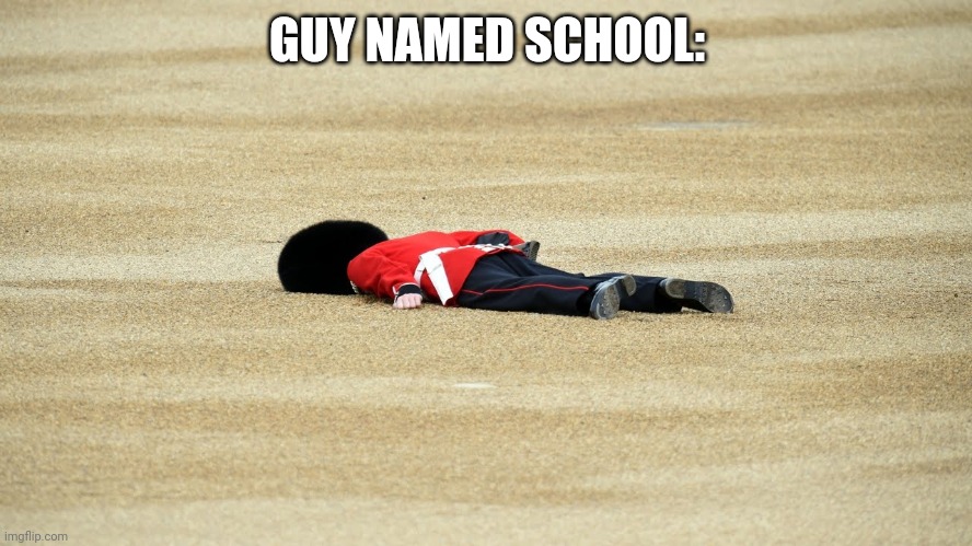 MAN DOWN | GUY NAMED SCHOOL: | image tagged in man down | made w/ Imgflip meme maker