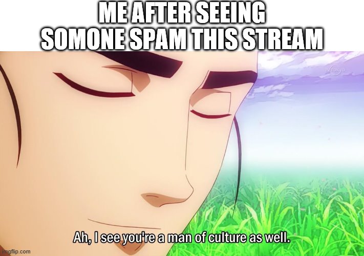 Ah i see | ME AFTER SEEING SOMONE SPAM THIS STREAM | image tagged in ah i see,i'm 15 so don't try it,who reads these | made w/ Imgflip meme maker
