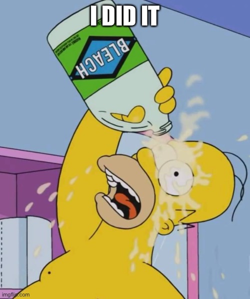 Homer with bleach | I DID IT | image tagged in homer with bleach | made w/ Imgflip meme maker