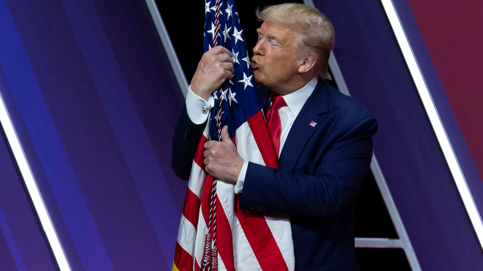 High Quality Trump Flag Kiss Blank Meme Template