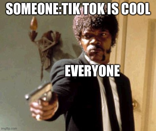 Say That Again I Dare You Meme | SOMEONE:TIK TOK IS COOL; EVERYONE | image tagged in memes,say that again i dare you | made w/ Imgflip meme maker