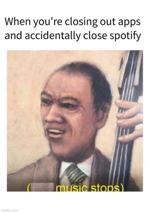 Music stops | image tagged in spotify | made w/ Imgflip meme maker