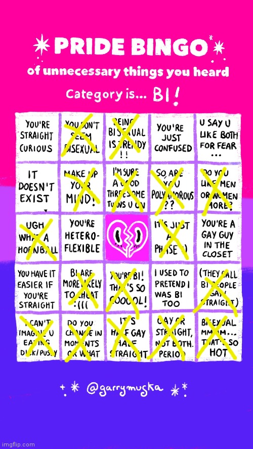 Bisexual Bingo | image tagged in bingo,bisexual,lgbtq | made w/ Imgflip meme maker