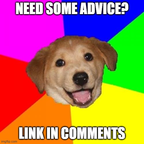 Advice Dog | NEED SOME ADVICE? LINK IN COMMENTS | image tagged in memes,advice dog | made w/ Imgflip meme maker