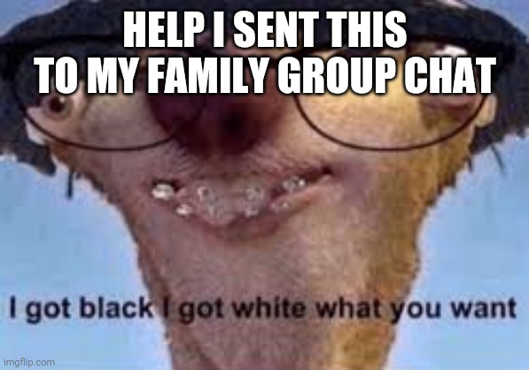 Please help me | HELP I SENT THIS TO MY FAMILY GROUP CHAT | image tagged in help | made w/ Imgflip meme maker