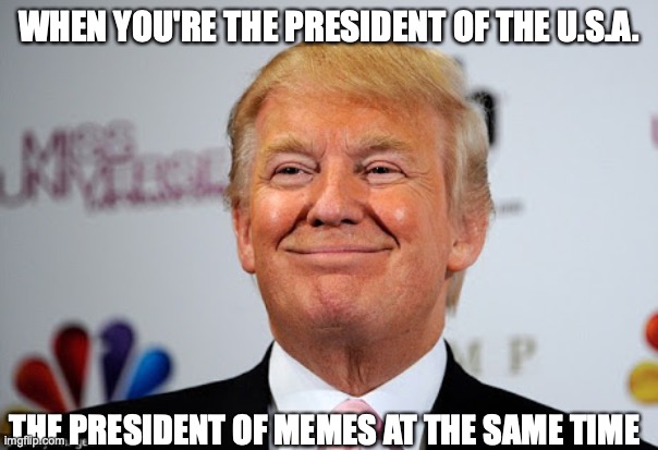 Donald trump approves | WHEN YOU'RE THE PRESIDENT OF THE U.S.A. THE PRESIDENT OF MEMES AT THE SAME TIME | image tagged in donald trump approves | made w/ Imgflip meme maker