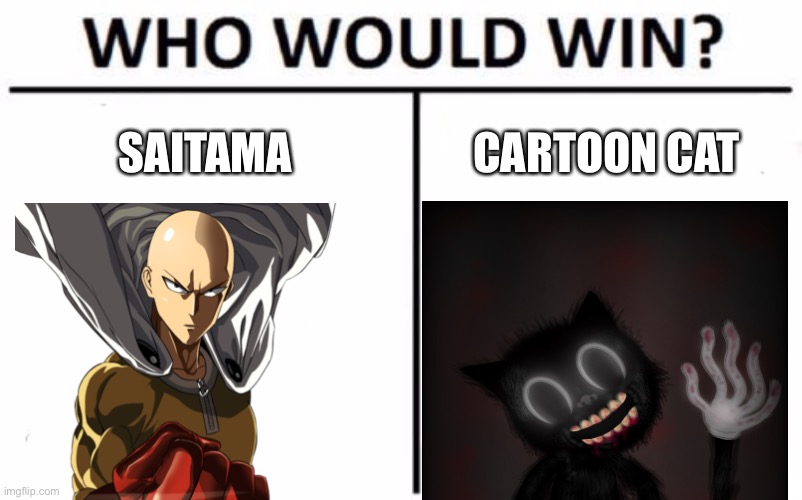 Who Would Win? Meme | SAITAMA; CARTOON CAT | image tagged in memes,who would win | made w/ Imgflip meme maker