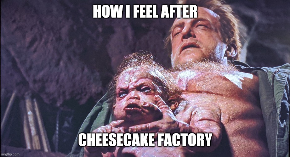 How I feel | HOW I FEEL AFTER; CHEESECAKE FACTORY | image tagged in total recall | made w/ Imgflip meme maker