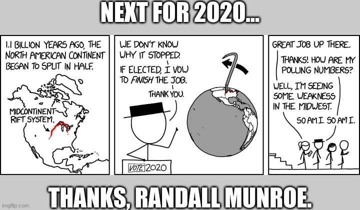 BREAKING NEWS! BLACK HAT ELECTED PRESIDENT! | NEXT FOR 2020... THANKS, RANDALL MUNROE. | image tagged in memes,2020 | made w/ Imgflip meme maker