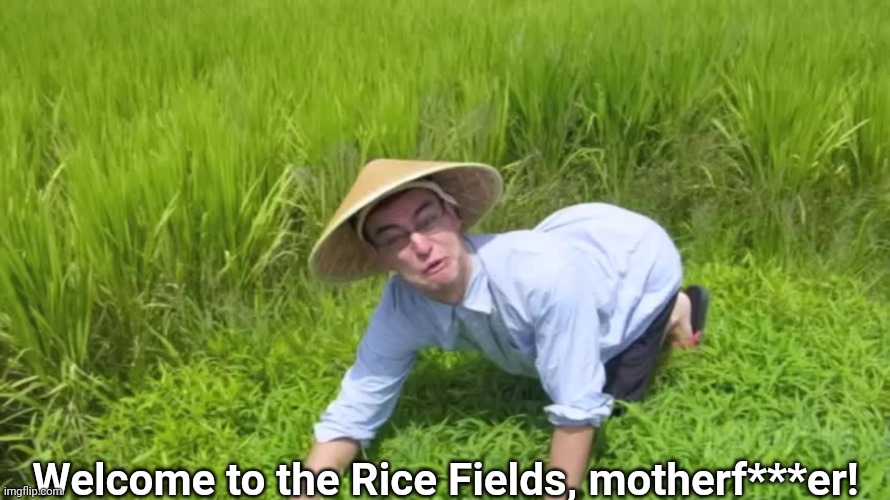 WELCOME TO THE RICE FIELDS | Welcome to the Rice Fields, motherf***er! | image tagged in welcome to the rice fields | made w/ Imgflip meme maker