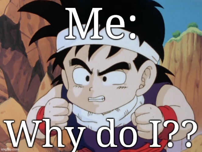 Gohan "Do I look like.." (DBZ) | Me: Why do I?? | image tagged in gohan do i look like dbz | made w/ Imgflip meme maker