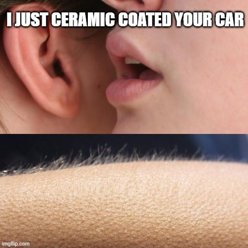 Whisper and Goosebumps | I JUST CERAMIC COATED YOUR CAR | image tagged in whisper and goosebumps | made w/ Imgflip meme maker