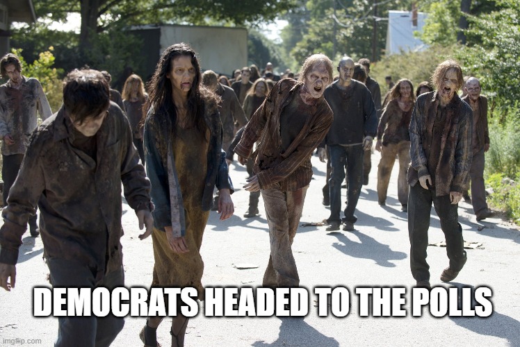 Zombies | DEMOCRATS HEADED TO THE POLLS | image tagged in zombies | made w/ Imgflip meme maker