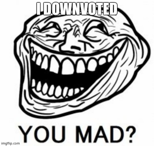 Troll You Mad? | I DOWNVOTED | image tagged in troll you mad | made w/ Imgflip meme maker
