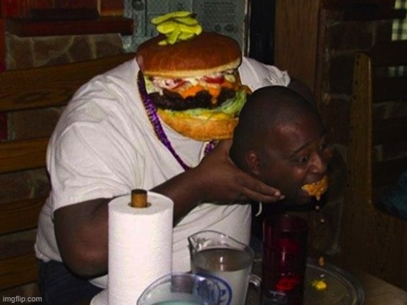 i got bored so i'm trying to create a new meme template | image tagged in fat man eating burger | made w/ Imgflip meme maker