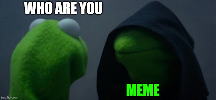 Evil Kermit | WHO ARE YOU; MEME | image tagged in memes,evil kermit | made w/ Imgflip meme maker