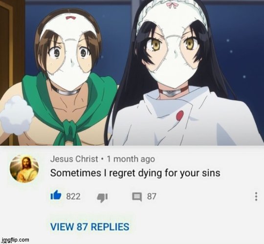 nice one crist | image tagged in anime,jesus christ,shimoneta | made w/ Imgflip meme maker