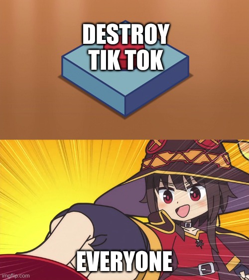 Megumin Button | DESTROY TIK TOK; EVERYONE | image tagged in megumin button | made w/ Imgflip meme maker