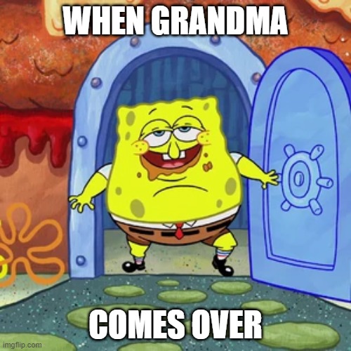 grandma | WHEN GRANDMA; COMES OVER | image tagged in imgflip | made w/ Imgflip meme maker