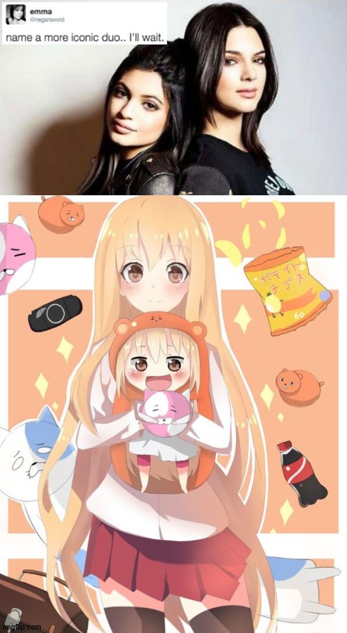 does this count as duo? | image tagged in name a more iconic duo,anime,umaru-chan,himotou umaru-chan | made w/ Imgflip meme maker