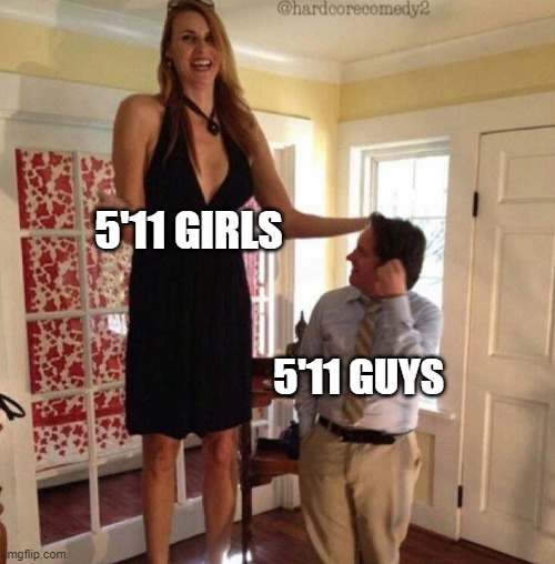 5'11 | 5'11 GIRLS; 5'11 GUYS | image tagged in memes,funny,5'11,tall,short | made w/ Imgflip meme maker