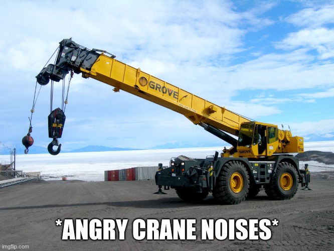 crane | *ANGRY CRANE NOISES* | image tagged in crane | made w/ Imgflip meme maker