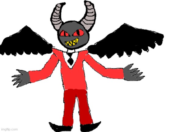 New OC, aka my interpretation of Lucifer | image tagged in blank white template | made w/ Imgflip meme maker
