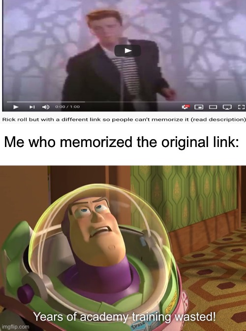 years of academy training wasted | Me who memorized the original link: | image tagged in years of academy training wasted | made w/ Imgflip meme maker