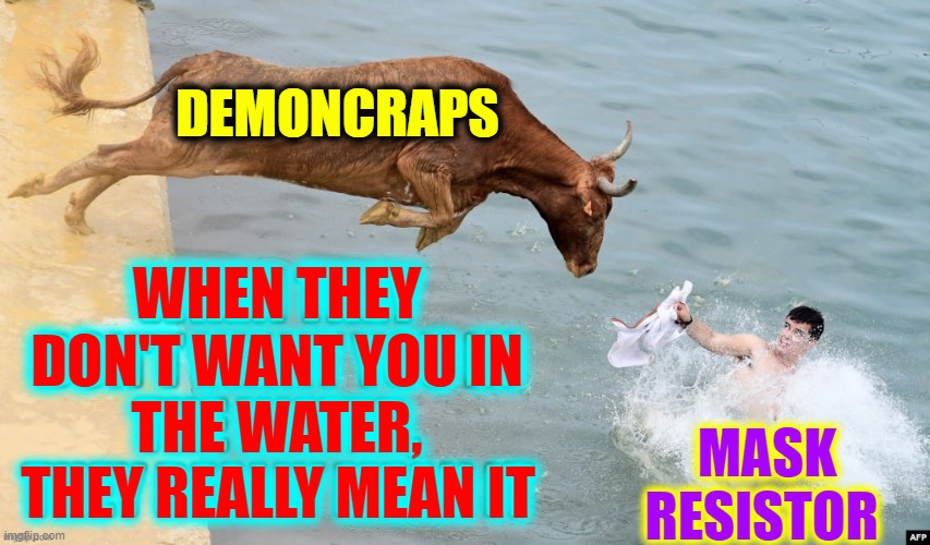 Let's De-Fund the Liberal Fun Police | DEMONCRAPS; WHEN THEY DON'T WANT YOU IN
THE WATER, MASK RESISTOR; THEY REALLY MEAN IT | image tagged in vince vance,surgical,masks,swimming,crazy liberals,memes | made w/ Imgflip meme maker