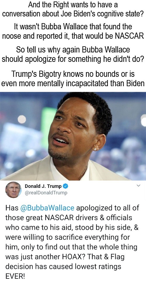 Trump's Cognitive Impairment Bubba Wallace Blank Meme Template