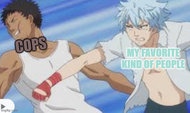 saiki k ouchie | COPS; MY FAVORITE KIND OF PEOPLE | image tagged in kaido punch | made w/ Imgflip meme maker