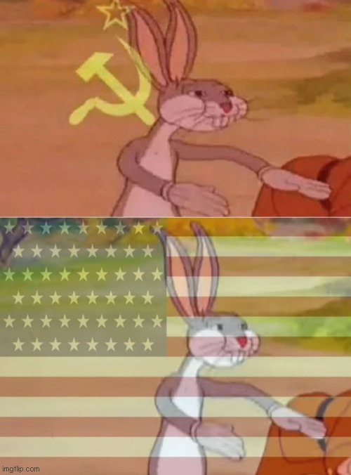 High Quality Communist v American Bugs Bunny Blank Meme Template