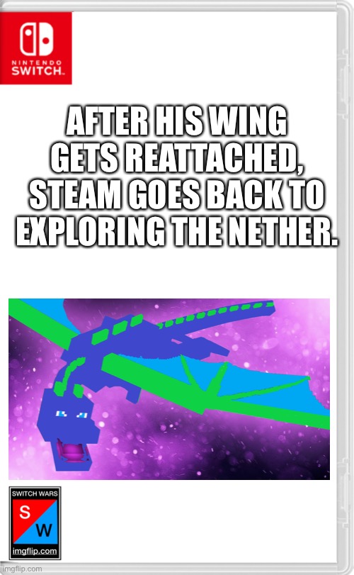 And back into the abyss he goes | AFTER HIS WING GETS REATTACHED, STEAM GOES BACK TO EXPLORING THE NETHER. | image tagged in switch wars template | made w/ Imgflip meme maker