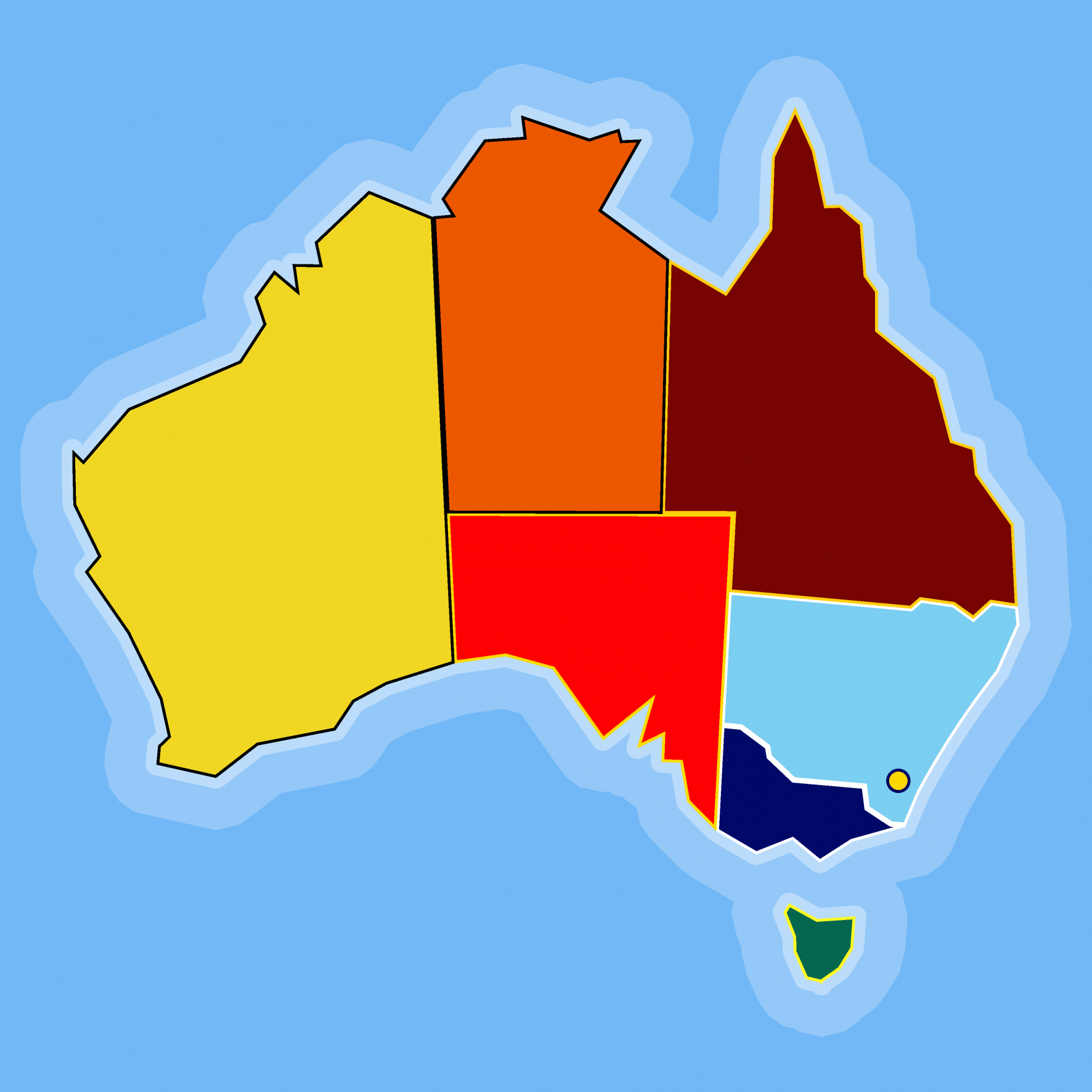 High Quality Australian Map with State Colours Blank Meme Template