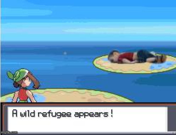 A wild refugee | image tagged in pokemon,refugees,politically incorrect,splash | made w/ Imgflip meme maker