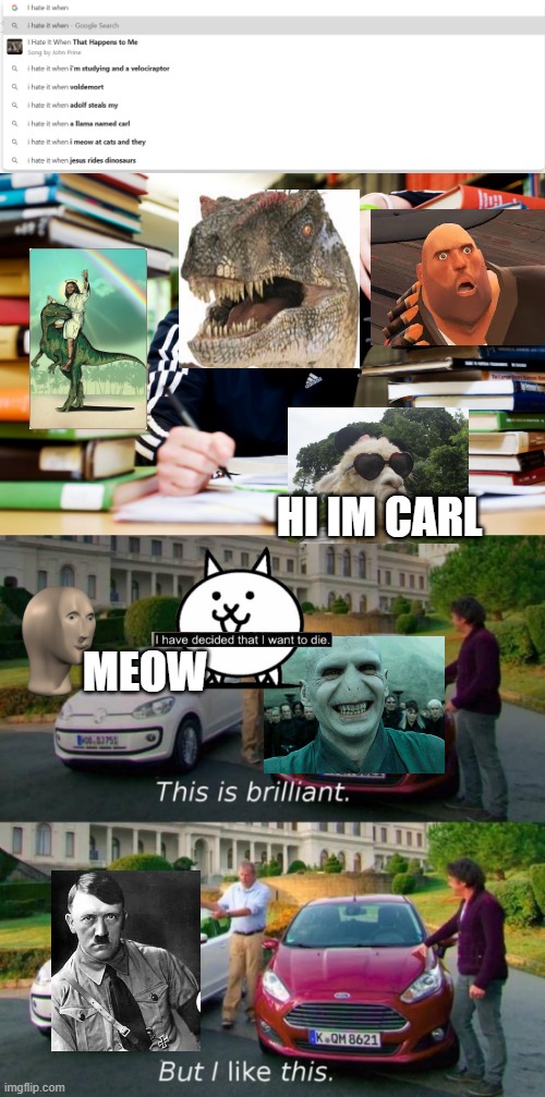 I hate it when... | MEOW; HI IM CARL | image tagged in studying,this is brilliant but i like this,i hate it when | made w/ Imgflip meme maker