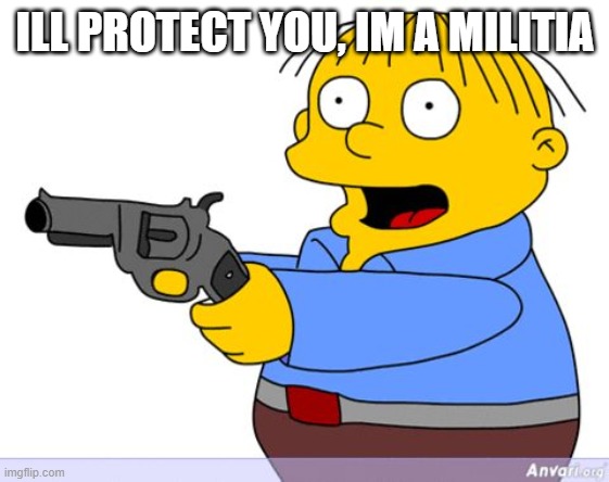 I'm a militia | ILL PROTECT YOU, IM A MILITIA | image tagged in i'm a militia | made w/ Imgflip meme maker
