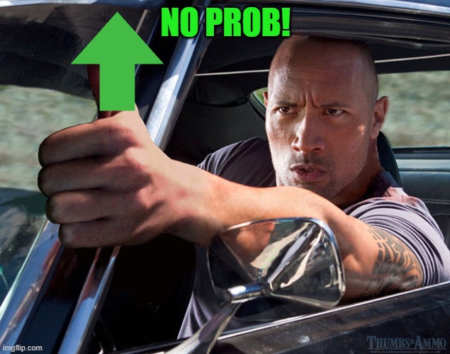 up thumb | NO PROB! | image tagged in up thumb | made w/ Imgflip meme maker