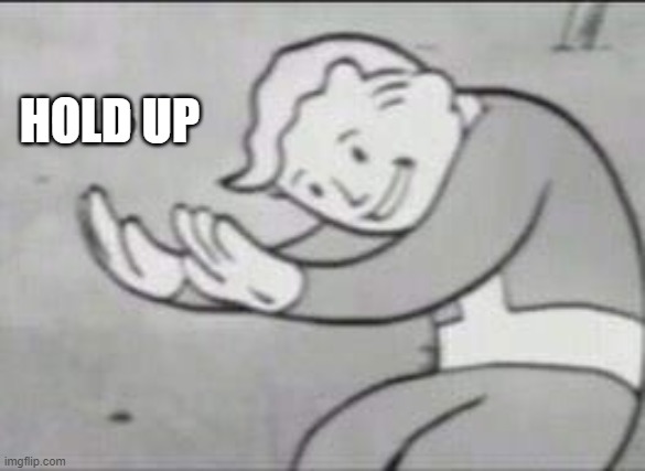 Fallout Hold Up | HOLD UP | image tagged in fallout hold up | made w/ Imgflip meme maker