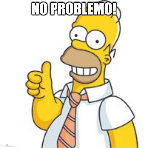 homer no problemo | NO PROBLEMO! | image tagged in homer no problemo | made w/ Imgflip meme maker