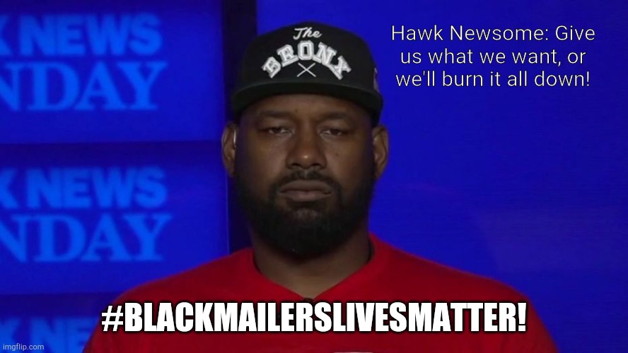 Hawk'a quote | Hawk Newsome: Give us what we want, or we'll burn it all down! #BLACKMAILERSLIVESMATTER! | image tagged in blm | made w/ Imgflip meme maker