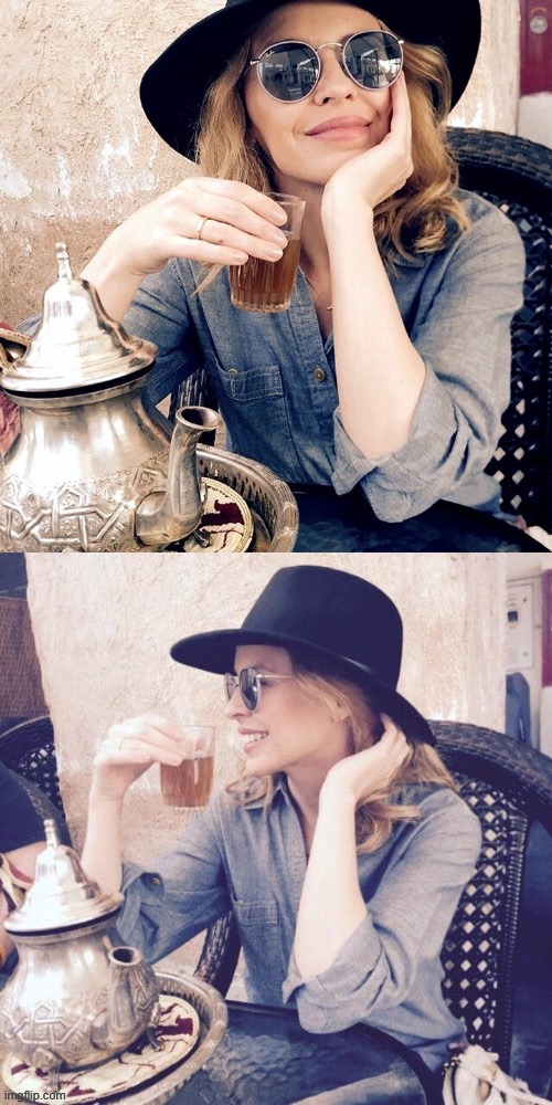 Kylie sipping tea. For when Kermit sipping tea just won’t do. | image tagged in kylie sipping tea,tea,kermit sipping tea,new template,sarcasm,sarcastic | made w/ Imgflip meme maker