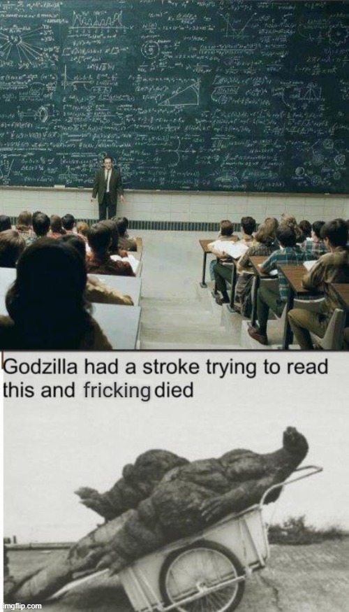 too much... lol | image tagged in school,godzilla had a stroke trying to read this and fricking died,memes,funny,crossover | made w/ Imgflip meme maker